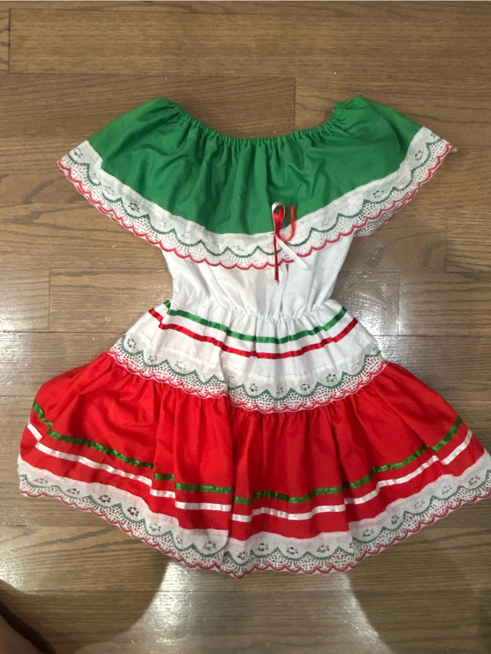 Girls Mexican Heritage Dress Red White Green Cute Size S/M